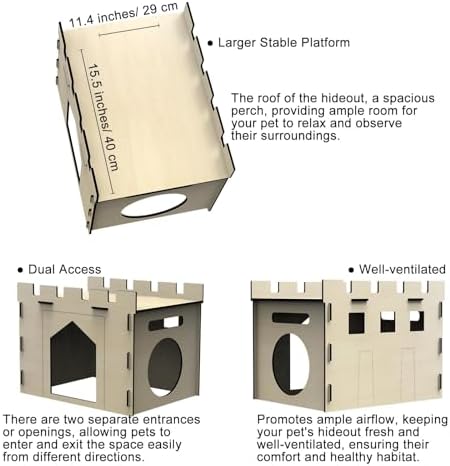 HIIMALEX Large Sturdy Bunny House with Spacious Balcony Hidey Detachable Playhouse for Rabbit Hideout Castle Tower Toys for Indoor Bunnies Guinea Pig Hamster Chinchilla Gerbil