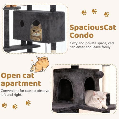 BestOffice 70" Cat Tree with Toy, Multi-Level Cat Tower Indoor Dark Gray