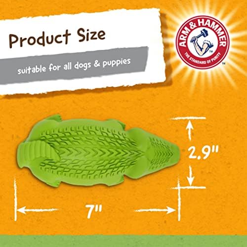 Arm & Hammer Super Treadz Gator Dental Dog Chew Toy, Large, 7 Inch, 12-Pk