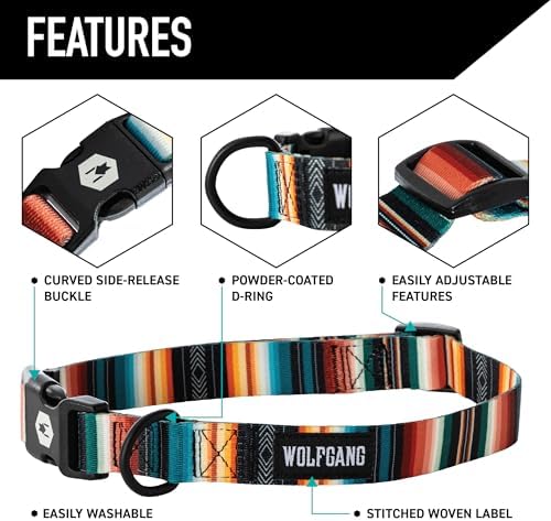 Wolfgang Heavy Duty Martingale Dog Collar with Quick Release Nylon Buckle for Walking & Training, LostArt Print, Extra Large