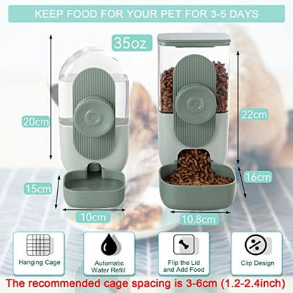 Lemtrflo Rabbit Feeder, Bunny Water Bottle Dispenser, Pet Cage Food Bowl