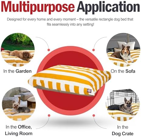 Majestic Pet Rectangle Large Dog Bed Washable – Non Slip Comfy Pet Bed – Dog Crate Bed with Removable Washable Cover – Dog Kennel Bed for Sleeping - Dog Bed Large Breed 44x36x5 Inch – Yellow