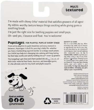 Cutie Chewies Hedgehog Dental Dog Chew Toy, Bounces & Floats, 5"