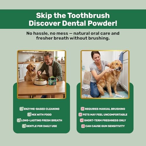Probiotic Dog Dental Powder - Plaque Off Powder - Dog Teeth Natural Cleaning Powder - Dogs Breath Freshener - Enzymes & Probiotic with Tartar and Plaque Off - Pets Tooth Cleaning- 150g/5.3 oz