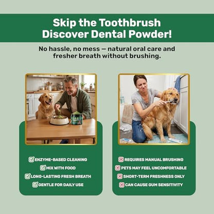 Probiotic Dog Dental Powder - Plaque Off Powder - Dog Teeth Natural Cleaning Powder - Dogs Breath Freshener - Enzymes & Probiotic with Tartar and Plaque Off - Pets Tooth Cleaning- 150g/5.3 oz