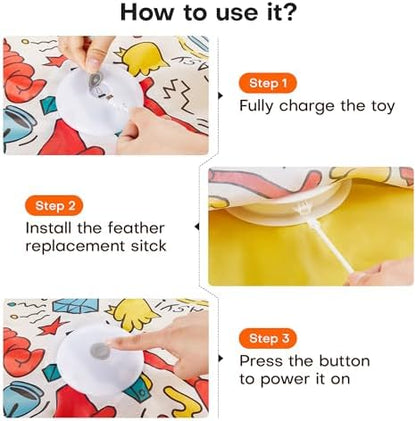 Potaroma Interactive Cat Feather Toys, Hide and Seek Moving Feather Wand
