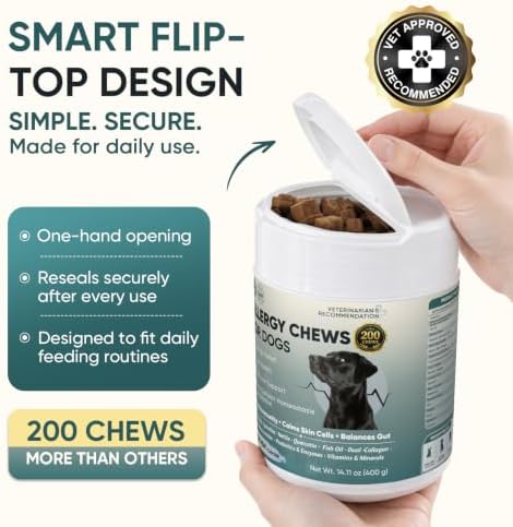 Dog Allergy Chews 200ct - Dog Allergy Itching Skin Paws Immune Relief Bites