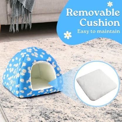 Guinea Pig House and Tunnel Set - 2 Pack Washable Guinea Pig Hideout Bed, Plush Small Animal Hide and Toy with Non-Slip Bottom for Ferret Dwarf Bunny