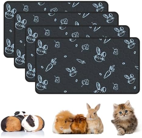 4-Pack Guinea Pig Cage Liner Washable, 16in x 30in Ultra-Absorbent Guinea Pig Bedding for Cage Non-Slip Leak-Proof Pee Pads for Dogs Rabbit Bunny Cat Litter Mat, Navy