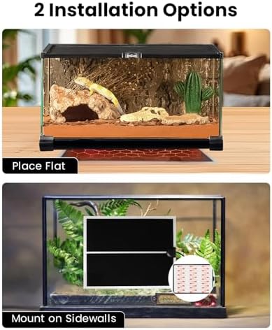 MQ Reptile Terrarium Heat Pad with LCD Digital Aquarium Thermometer, 5.5 x 6in Power Adjustment Under Tank Heater Mat for Pets, Small Animals, Seedling, 5W