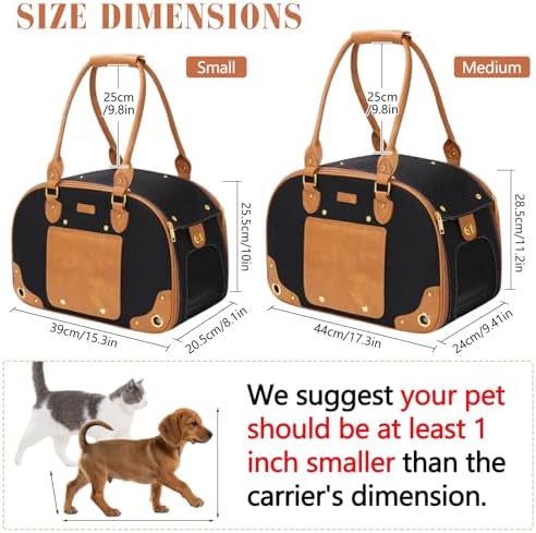 Dog Carrier Purse, Pet Carrier, Foldable Waterproof Premium Nylon Pet Travel Portable Bag Carrier for Cat and Small Dog Home/Outdoor Small Black