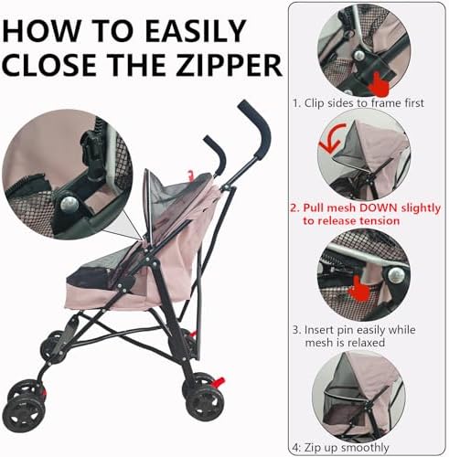 Cat Stroller Foldable Lightweight for Small Dogs Cats 0-15 lbs Pink