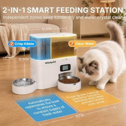 5L Automatic Cat Feeder & 3L Water Dispenser, Button Control