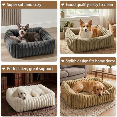 Dog Beds for Small Medium Dogs, 20in Washable Fluffy Cat Puppy Bed