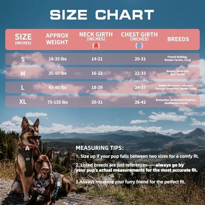 Auroth Tactical Dog Harness for Large Dogs No Pull Adjustable Pet Harness Reflective K9 Working Training Easy Control Pet Vest Military Service Dog Harnesses Rose Red S