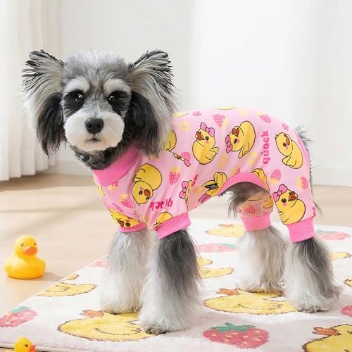 XPUDAC 4 Pack Dog Pajamas Pink Dog Clothes for Small Dogs Outfit, M