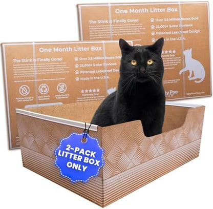 Kitty Poo Club Disposable Cat Litter Box 2-Pack, Leak-Proof 30-Days Per Box