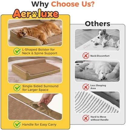 XXL Orthopedic Dog Bed, Extra Large Dogs, 48"x35"x7.5", Camel