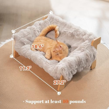 CHEERHOME PETS Elevated Cat Couch Bed Wooden Raised Kitty Sofa Lounge Chair