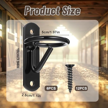 6 Pcs Blakc Bucket Hangers for Horse Wate, Heavy Duty 5 Gallon Bucket Hook