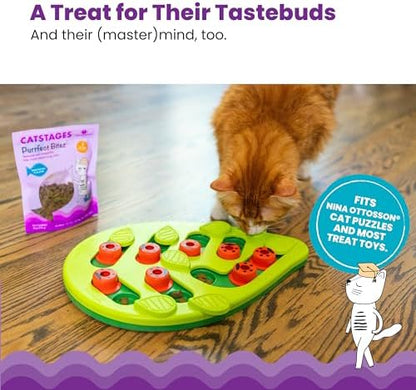 Catstages by Nina Ottosson Purrfect Bitez Natural Crunchy Cat Treats for Puzzles, Toys, Feeders, & Training, USA-Made, Real Whitefish Flavor, 4oz
