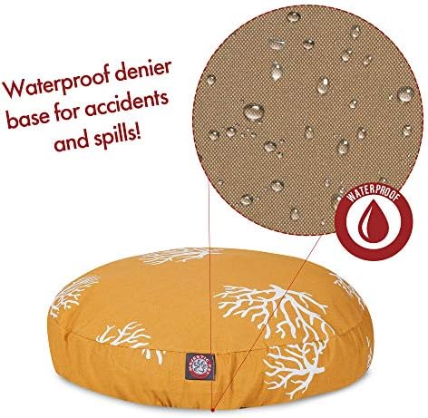 Yellow Coral Medium Round Indoor Outdoor Pet Dog Bed With Removable Washable Cover By Majestic Pet Products