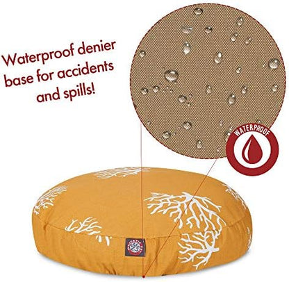 Yellow Coral Medium Round Indoor Outdoor Pet Dog Bed With Removable Washable Cover By Majestic Pet Products