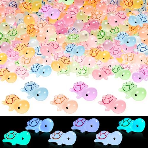 488PCS Luminous Mini Resin Turtle 8 Color Tiny Turtle Figurines Bulk