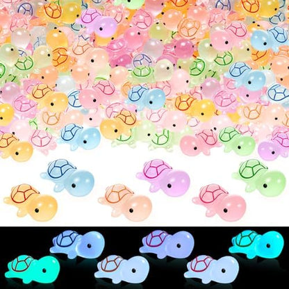 244PCS Luminous Mini Resin Turtles 8 Color Tiny Turtles Figurines