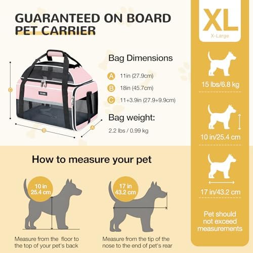 Lekereise Top-Expandable Pet Carrier 18x11x11Inch Delta American United Airline Approved Soft Sided Underseat to 15lbs Travel Carriers for Small Dogs Cats with Locking Safety Zippers Anti-Scratch Mesh