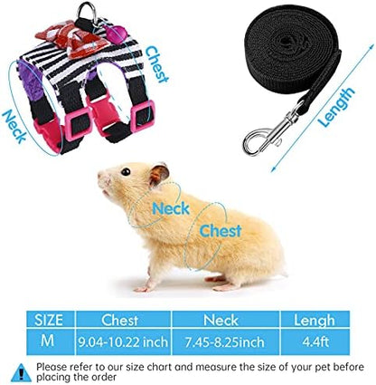 Satinior 2 Pcs Guinea Pig Harness and Leash Set, M, Blue, Black