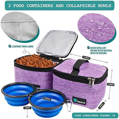 PetAmi Dog Travel Bag Organizer, Pet Supplies Diaper Tote, Purple Medium