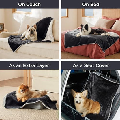 Bedsure Waterproof Dog Blankets for Large Dogs Sherpa Fleece Throw, 40X50