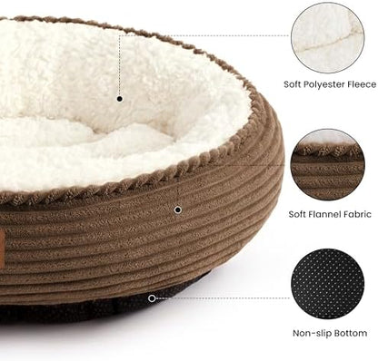 Love's cabin Round Donut Cat and Dog Cushion Bed, 30in Pet Bed for Medium or Large Dogs, Anti-Slip & Water-Resistant Bottom, Soft Durable Fabric Pet Beds, Washable Calming Cat Bed, Dark Brown