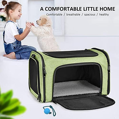 Henkelion Large Cat Carriers Dog Carrier Pet Carrier for Large Cats Dogs Puppies up to 25Lbs, Big Dog Carrier Soft Sided, Collapsible Travel Puppy Carrier - Large - Green