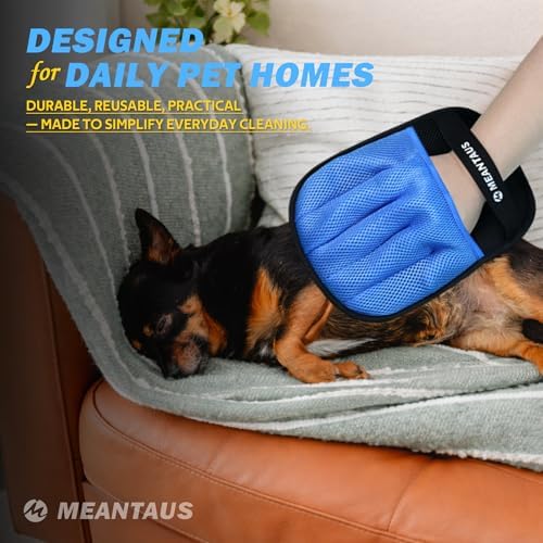 Reusable Electrostatic Pet Hair Removal Glove for Dogs & Cats, Works on Furniture, Clothing, Bedding & Car Seats (Standard)