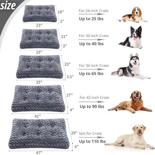 Washable Dog Bed Deluxe Plush Dog Crate Beds, Fulffy Comfy Kennel Pad Anti-Slip Pet Sleeping Mat (35.0" L x 23.0" W x 3.5" Th)