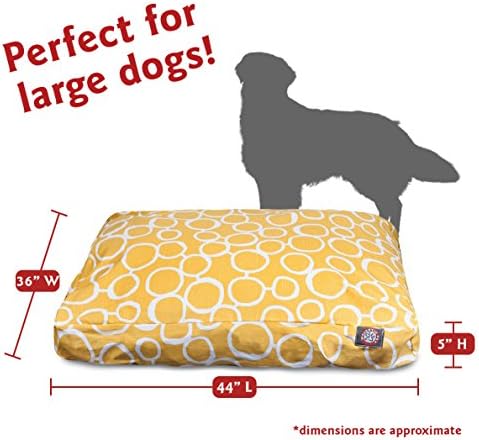 Majestic Pet Rectangular Dog Bed, Large, 44x36x5 in, Washable, Yellow