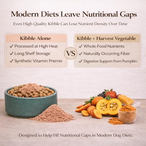 Natural Dog Company Harvest Vegetable Granules Dog Food Topper – Pumpkin Digestive Support Granules for Dogs, Fiber-Rich Superfood Blend for Gut Health, Holistic Care & Prebiotic Fiber, 8oz Bag