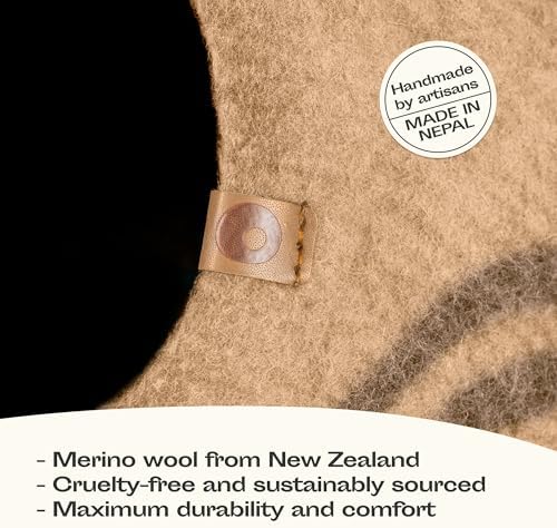 MEOWFIA Cat Cave - Merino Wool Bed for Indoor Cats (Beige, Medium)