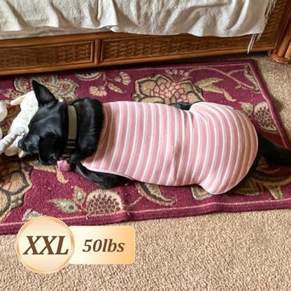 KYEESE 2Pack Waffle Dog Shirt for Medium Large Dogs Striped Dog Sweater