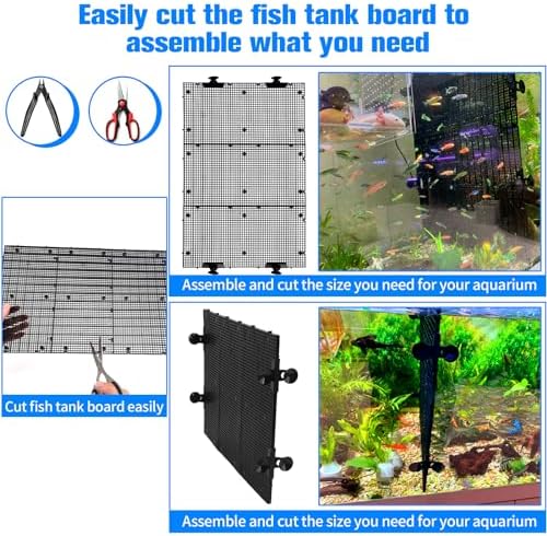 8pcs Fish Tank Divider with 10 pcs Suction Cups DIY Adjustable Aquarium Divider Filter Bottom Fish Tank Isolation Board Egg Crate
