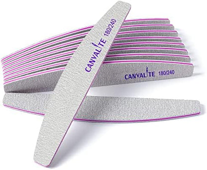 Canvalite Nail Files for Natural Nails 180/240 Grit Emery Board for Nails Styling Tools for Home and Salon Use 10 PCS