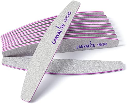 Canvalite Nail Files for Natural Nails 180/240 Grit Emery Board for Nails Styling Tools for Home and Salon Use 10 PCS