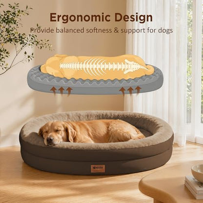 Waterproof Orthopedic Dog Bed for Medium Dogs, Coffee