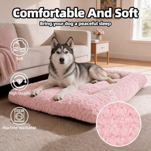 Dog Bed Large Size, Plush Washable Pet Bed Mat, Dog Crate Bed 41"x27"
