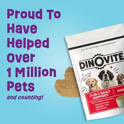 Dinovite Probiotics for Large Dogs, Probiotic Food Topper, 90 Servings