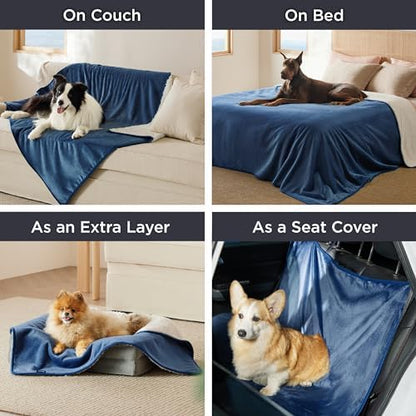 Bedsure Waterproof Blanket for Bed Soft Sherpa Fleece Throw,Queen 90x86