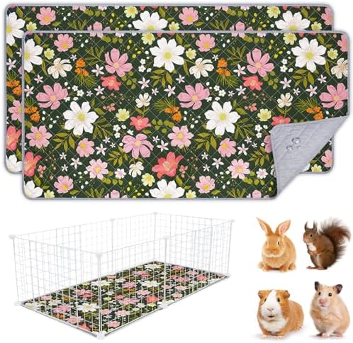 Unicorn Catcher 2 Pack Washable Guinea Pig Cage Liner, Waterproof Bedding