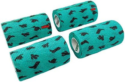 SyrFlex Cohesive Bandage 4” Teal Boot and Cactus 4pk